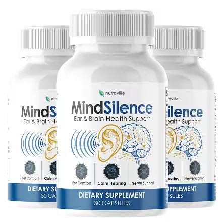 MindSilence tinnitus relief supplement — 3 bottle supply